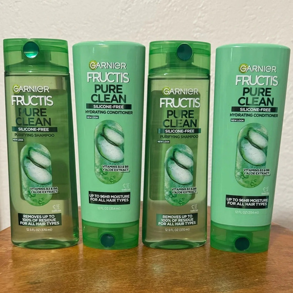 (4) Garnier Fructis Pure Clean Shampoo & Conditioner, Silicone-Free, 12.5 Fl Oz - Picture 4 of 6